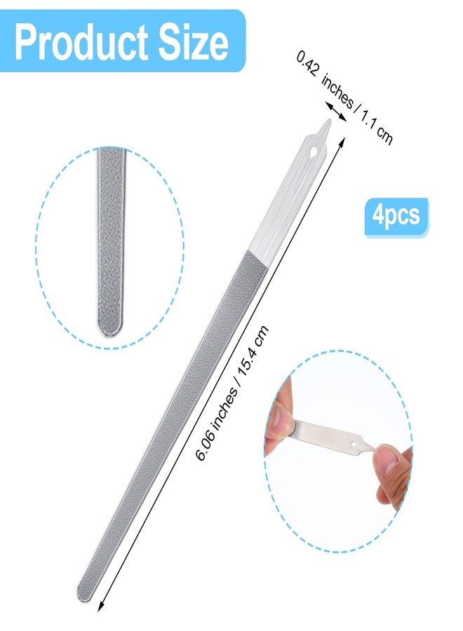 Bremorou 4 Pcs Diamond Deb Nail File Metal Nail File with Sharp Pointed Tip, Stainless Steel Nail Filer Metal Nail Files for Natural Nails Double Sided Manicure Pedicure Toenails Tools for Salon Home (Small) - Image 2